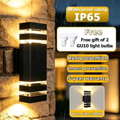 【Buy 1 Get 2 Free】CANMEIJIA Warm light 3000K LED Wall Lamp IP65 Outdoor Waterproof Light Wall Light Aluminum Automatic Light Up for Replaceable GU10 Bulb Corridor Balcony Lights Wall Light