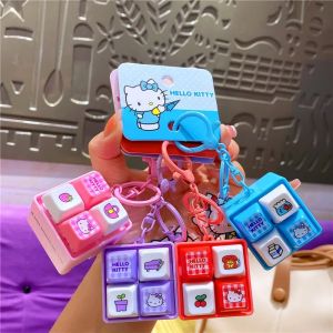 Sanrio Kitty keyboard Pendant Kawaii Cartoon Healing and Decompression Four Panel Button Keychain Backpack Pendant