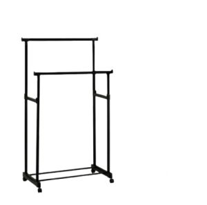 (BAYAR DI TEMPAT) Stand Hanger Double Sisi Dengan 4 Roda - Rak Handuk-Seprei- Rak gantung serbaguna