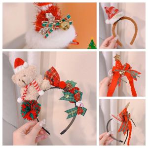 PFPZI อุปกรณ์เสริมผม ที่คาดผมคริสต์มาส กิ๊บติดผม คริสต์มาสคริสต์มาส ห่วงผมซานตาคลอส แฟชั่นสำหรับผู้หญิง สุขสันต์วันคริสต์มาส กิ๊บติดผมเขากวาง สำหรับเด็กๆ
