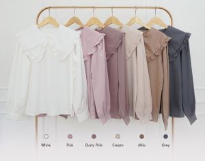 Megumi Atasan Wanita Kekinian Blouse Kancing Depan
