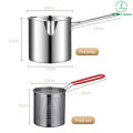 GM304 Oil Stainless Deep Fryer Pot Universal With Basket Fryer Pan Saving Mesh Fry Pot Fries Kitchen. 