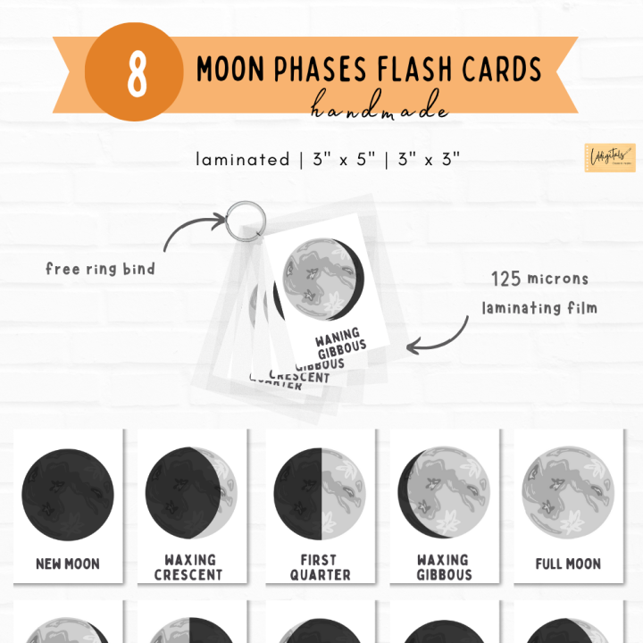 Moon Phases Flash Cards | Space Card | Kids Learning Flash Card ...