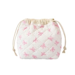 NO4 PANDA Drawstring Cosmetic Bag Quilted Cotton Jewelry Storage Bag Coin Purse Portable Soft Lipstick Storage Bag Women/Girls