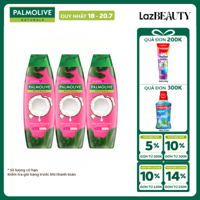 [Chỉ 18-20.7_X2 Voucher giảm đến 24%] Bộ 3 Dầu gội Palmolive kèm xả 2-trong-1 chiết xuất thiên nhiên 180ml/chai