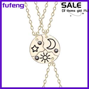 fufeng 3Pieces New Round Sun Star Moon Pendant Necklace Fashion Best Friend Forever Friendship BFF Men And Women Charm Chokers 2023