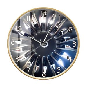 xpkQ Aircraft Turbine Jet Engine With Metal Fans Printed Wall Clock  Home Decor Modern Design Pilot Wall Watch Air Force Gift 2Z6B7
