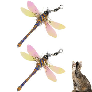 2/4PCS Handmade Simulation Dragonfly Replacement Heads Cat Toy Fly Insect Feather Cat Toys Cat Wand Toy Accessories