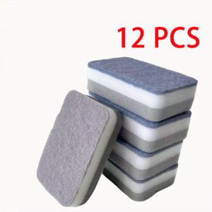 12 Pieces Dishwashing Sponges Kitchen Dishwashing Sponge Non Scratch Scouring Pad Sponge Double-Sided Cleaning Sponge Reusable Scrubber Pads