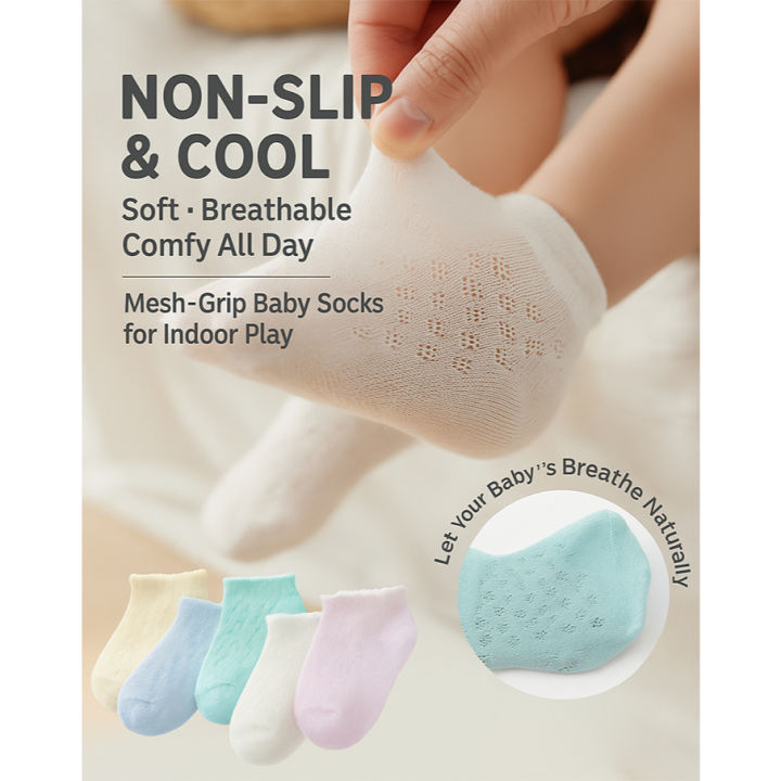 EZYLITTLES%20Baby%20Mesh%20Cotton%20Socks%20Anti%20Slip%20Short%20Breathable%20Summer%20Socks%20for%20Newborn%20Infant%20Toddler%20Boys%20Girls%20Stokin%20Bayi%20Nipis%20Lembut%20Berlubang%20Anti%20Tergelincir%20Sesuai%20Cuaca%20Panas%20Selamat%20Dipakai%20Harian%20Selesa%20Kain%20Kapas%20Untuk%20Bayi%20Jalan%20-%20Image%204