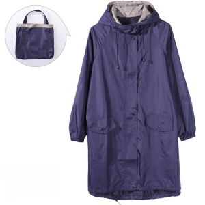 225 Fashion Thin and Portable Raincoat Mid-Length Korean Japanese Trench Coat Raincoat Playing Water Outwear Travel Hiking Womens