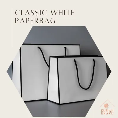 RUMAH KRAVE - Paperbag Hitam Putih Elegan Paper Bag Goodie Bag