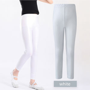 LOlanta Gymnastic Tights Long Pants for Kids Girls Spandex Bright Gilding Ballet Leggings Dance Yoga Training Pants Metallic 5 Colors