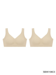 (Set 2 pcs.) SABINA BRALESS | SOFT COLLECTION WIRELESS BRA Seamless Fit Style No. SBXK108C3 Sand