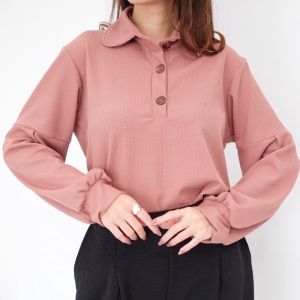 Kate Blouse Atasan Kameja Wanita Waffle Knit