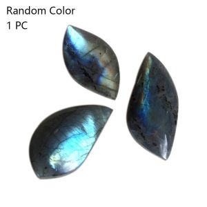 UUMIR 1PC ของขวัญ จากมาดากัสการ์ รูปร่างผิดปกติ หินบำบัด ลาบราโดไรท์ธรรมชาติ ตัวอย่างแร่ จี้มูนสโตน