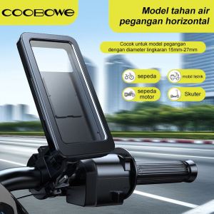 COOBOWE Waterproof Motorcycle Bike Phone Hold Case 001  360 Rotasi Anti Shock Handle Fixed Phone Bracket Motor Holder Transparan Ponsel Aksesoris