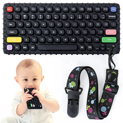Orzbow Silicone Keyboard Shaped Teether Baby Teething Toy All Button Pressable BPA-Free Infant Chew Toys Give Gift
