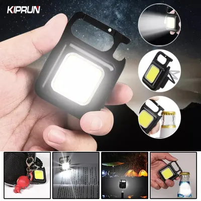 KIPRUN Mini LED Flashlight Work Light Portable Pocket Flashlight Keychains USB Rechargeable For Outdoor Camping Small Light Corkscrew