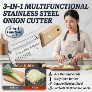 Multifunctional Stainless Steel Onion Cutter 3 In 1 Easy Cleaning Vegetable Slicer Kitchen Tool
