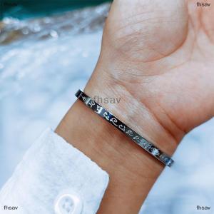 [COD] fhsav Fashion Thai Wen Scripture Open Bracelet For Women Girl Jewelry Accessories Gifts