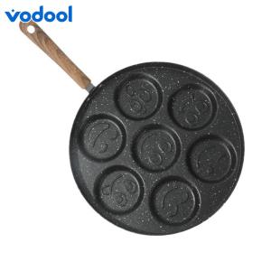 VODOOL Bright Red 7-Hole Egg Frying Pan with Nonstick Coating Durable and Easy to Clean Kitchen Tool for Breakfast Lovers