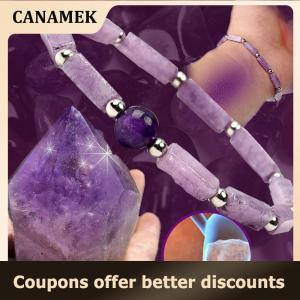 【 CANAMEK 】 Natural Amethyst Body-purify Slimming Bracelet Stone Energy Bracelets for Women Fatigue Relief Healing Yoga