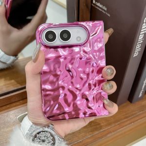 Case For iPhone Duo Fold Case Acrylic Electroplating Wrinkled pattern Protective Back Cover For iPhone Fold Phone Shell Funda