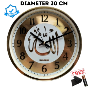 Jam Dinding Diamond 3052 Besar 30cm Mesin Quartz Sweep Silent Senyap Warna Gold Silver Chrome Mewah