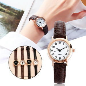 RR Fashion Minimalist Quartz Retro Watch With PU Leather Strap Round Dial Wrist Watch for Casual Daily Office for Women