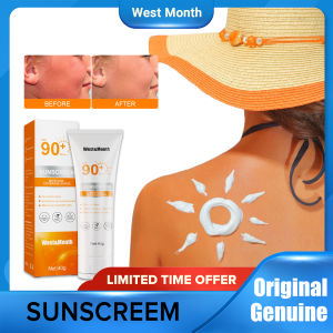 West Month Sunscreen For Face And Body Waterproof Sun Cream Refreshing And Non Greasy Whitening Sun Cream Anti-aging Oil Control Moisturizing Skin Care Sunlight Protective Cream Max SPF 90 Female Skin Protective Cream（40g）