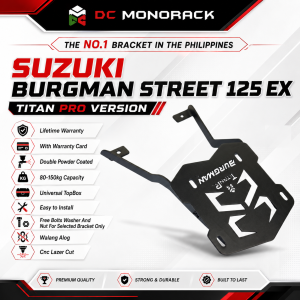 SUZUKI BURGMAN 125 EX TOPBOX BRACKET TITAN PRO VERSION HEAVY DUTY LIFETIME WARRANTY DOUBLE POWDER COATED CNC LAZER CUT PLUG AND PLAY