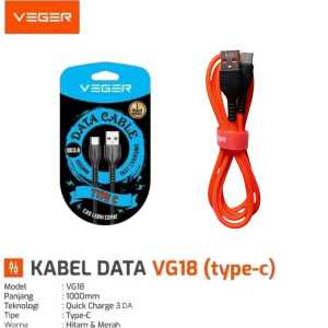 KABEL DATA/KABEL CHARGER TYPE C VEGER 2.4A FAST CHARGING 1METER