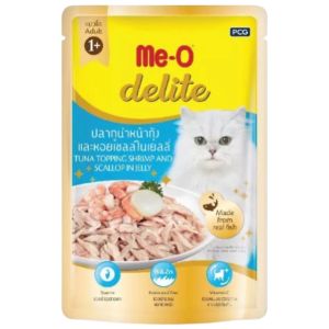 ใหม่!! Me-o มีโอ ดีไลท์ อาหารแมวสำเร็จรูปชนิดเปียก รสปลาทูน่าและไก่ฉีกในเยลลี่