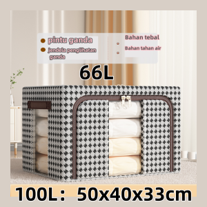 tahan air storage box 66/100L Lipat kotak penyimpanan pakaian serbaguna mainan box baju besar organizer