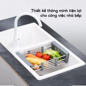 Kệ Gác Bồn Rửa Chén Bát Đựng Đồ Đa Năng Giá Rổ Gác Chậu Rửa Chén Điều Chỉnh Độ Dài Đựng Thực Phẩm