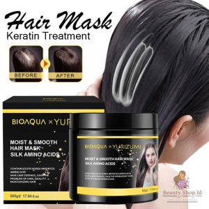 [BPOM] BIOAQUA x YURIZUMI Moist and Smooth Hair Mask Silk Amino Acid with Keratin Strengthen and Straighten - 500g