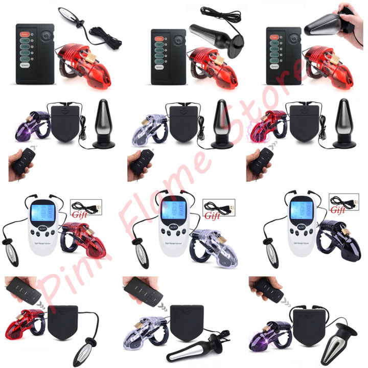 【Be worth】 E-Stim Male Electric Shock Chastity Cage Electro Stimulation ...