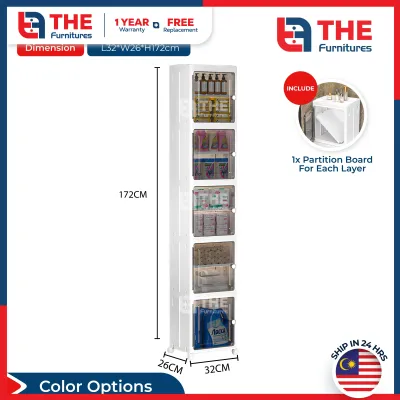 THE L22/32cm (3-5 layers) Narrow Slim Storage Rack Foldable Bathroom Cabinet Organizer With Rollers
