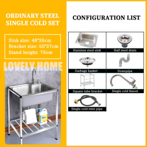 Stainless Sink For Kitchen With Faucet Set Heavy Duty Thickened Double Sink Kitchen Sink With Stand Portable Removable Floor Sink Washing Dish Vegetable Sink Wash Basin Outdoor Sink For Bar Household Restaurant Kitchen