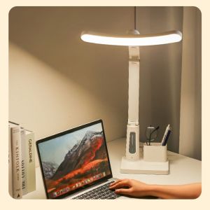 YEYA Đèn bàn LED hiện đại với hộp bút ánh sáng bảo vệ mắt cho học tập và làm việc
