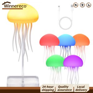Multicolor Gradient Jellyfish LED Fairy Lights with Base Cute Jellyfish Desk Lamp for Bedroom and Living Room Decor