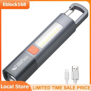 LED Camping Flashlight Portable Handheld Light Type C USB Rechargeable Mini Lightweight Torch 300LM for Hiking Climbing