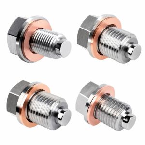 MAKERVY M12 M14 Oil Drain Plug Stainless Steel With Copper Washer Sump Drain Bolt Reusable ic Drain Plug