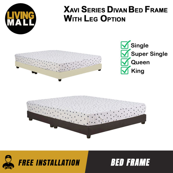 Living Mall Xavi Series Divan Bed Frame With Leg Options In Brown And