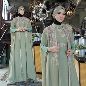 ADHIL COLLECTION/Model Baju Gamis Kaftan Aameena Ceruty Babydoll Terbaru Terlaris Viral Mewah Lebaran Hitam Marun Sage Navy