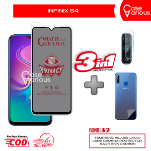 Tempered Glass Infinix S4 Anti Gores Spy Matte Privacy Free Camera Lesn dan Skin Carbon
