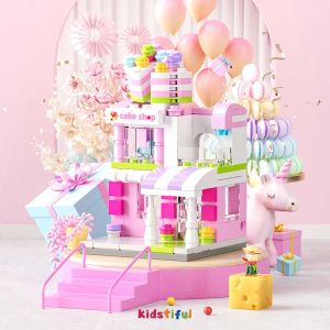 Mini City Street View Building Blocks Dessert Cart Creative DIY Educational Toys Children Toys for Boys and Girls