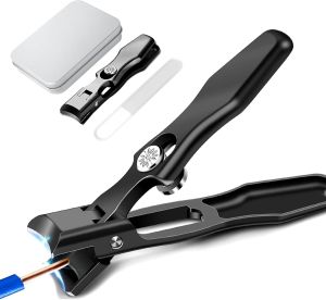 Lux German Nail Clippers Grip for Men The UltraSharp Fingernail Clippers with Catcher No Splash Toenail Clippers for Thick Nails for Seniors Portable Nail Clipper with Catcher File and Safety Lock