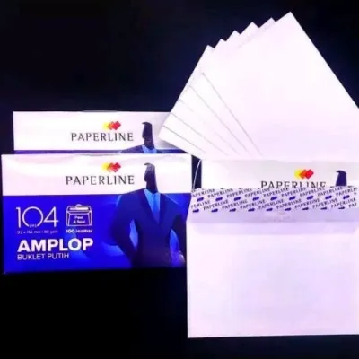 Amplop Polos Pendek 104 PAPERLINE/Amplop Putih Polos Pendek 104 PPL